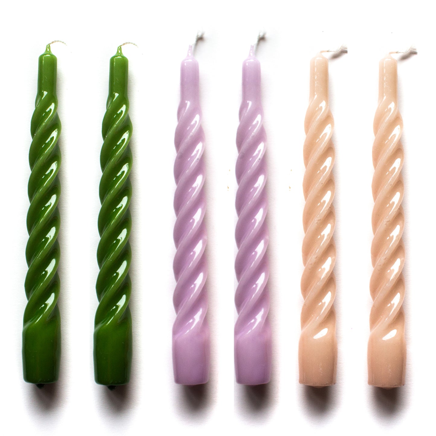 6 TWISTED CANDLES - choose colors