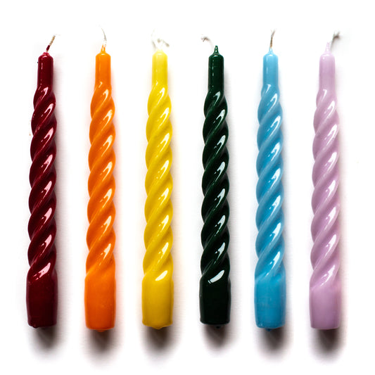 6 TWISTED CANDLES - choose colors