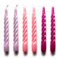 6 TWISTED CANDLES - choose colors