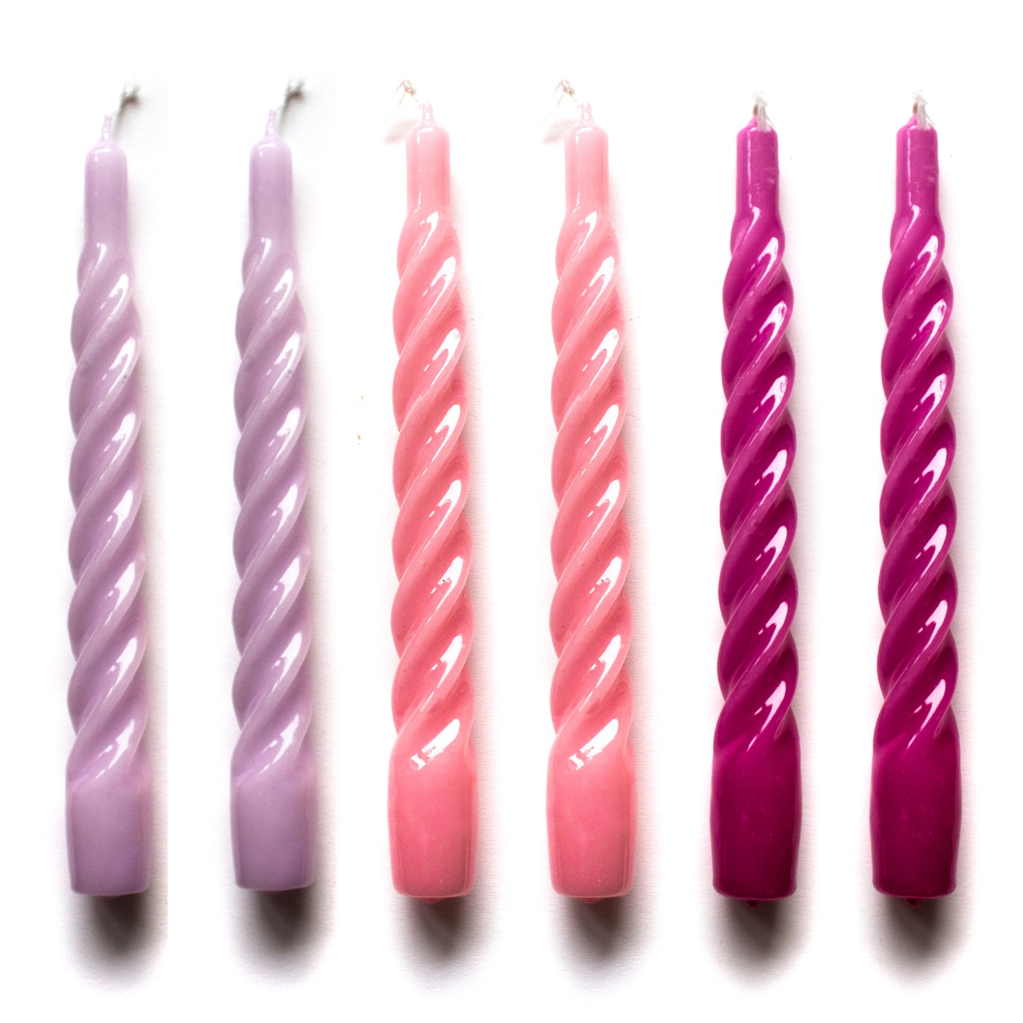 6 TWISTED CANDLES - choose colors