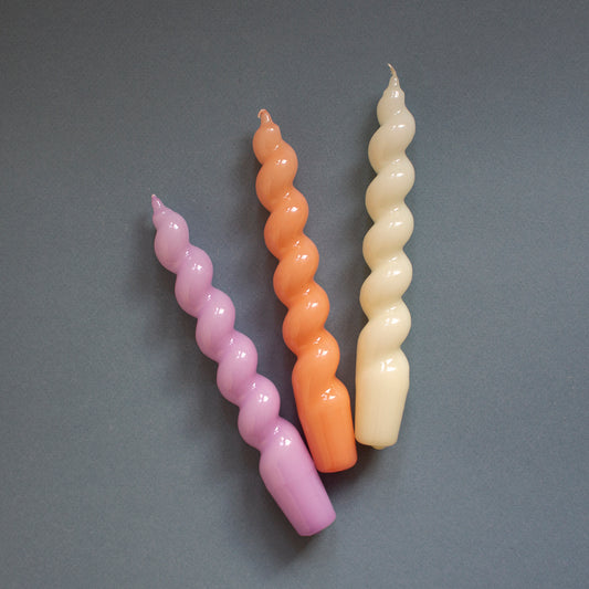 3 WAVY CANDLES - choose 3 colors
